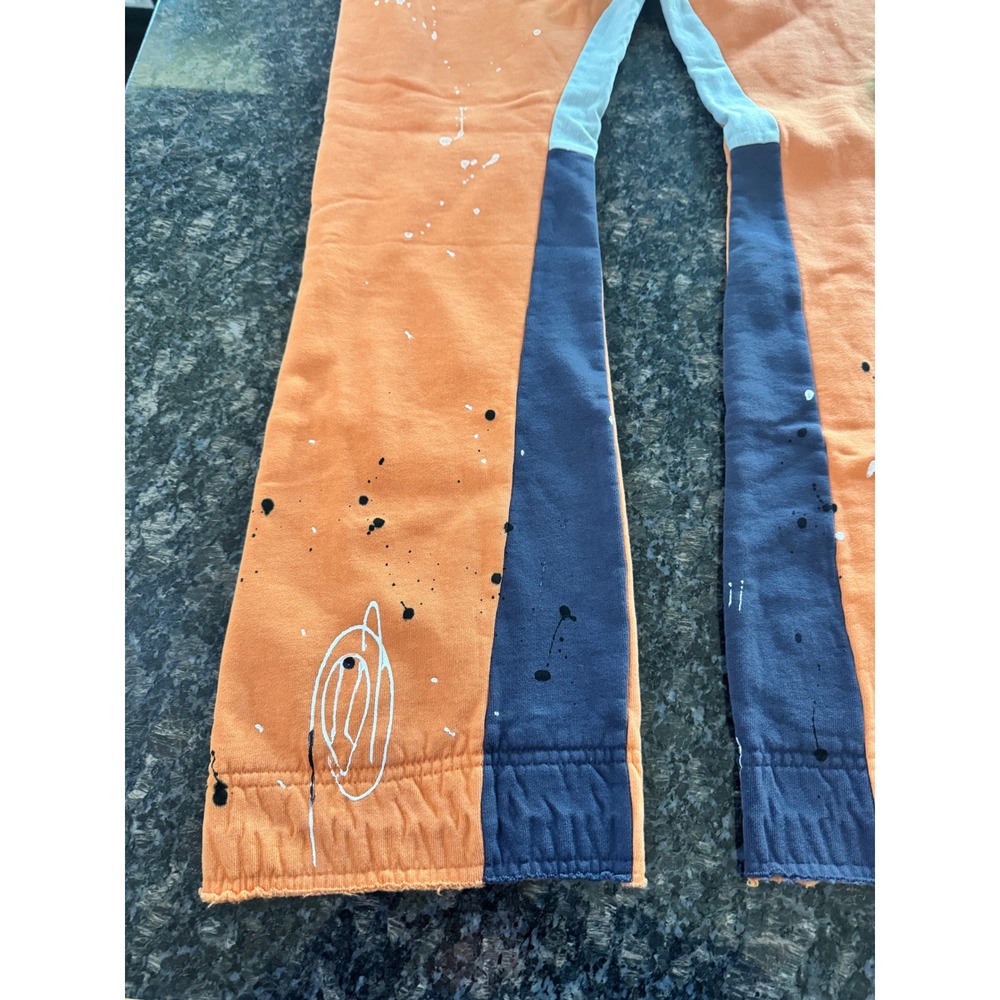 Gallery Dept Flare Sweatpants Orange Paint Splatter Josue Thomas Mens Large L - Picture 9 of 16
